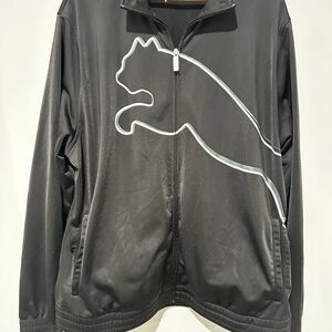 Puma Track Jacket Men Black Full Zip Big Logo Athletic Streetwear